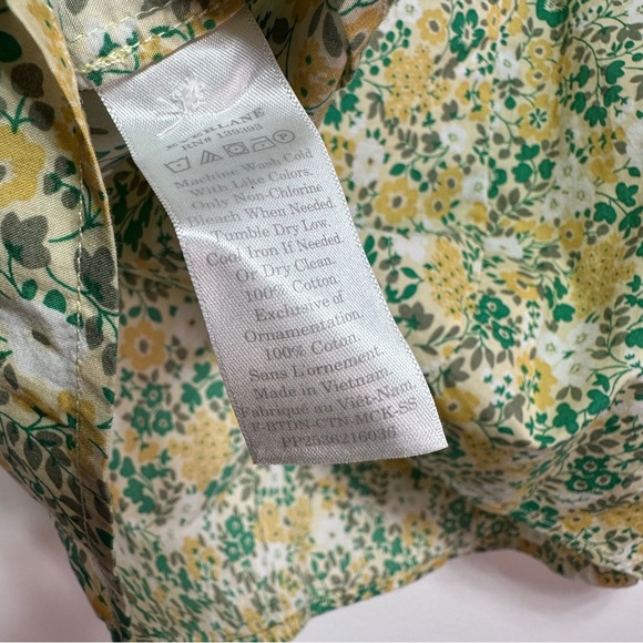 Everlane | Yellow Floral Print Boxy Blouse | 100% Cotton Short Sleeve Top - Picture 6 of 7